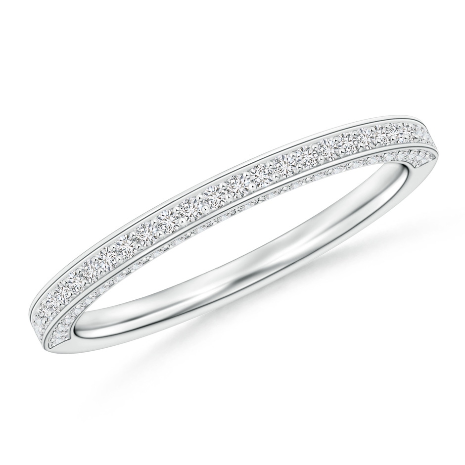 1mm HSI2 Trio Set Pave Diamond Semi Eternity Wedding Band in White Gold 