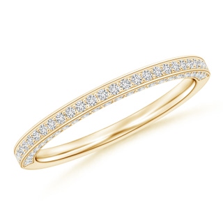 1mm HSI2 Trio Set Pave Diamond Semi Eternity Wedding Band in Yellow Gold