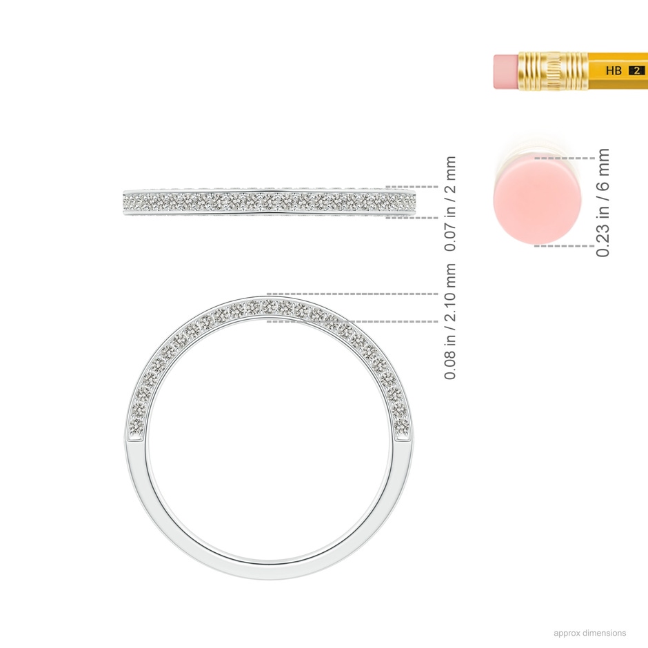 1mm KI3 Trio Set Pave Diamond Semi Eternity Wedding Band in White Gold ruler