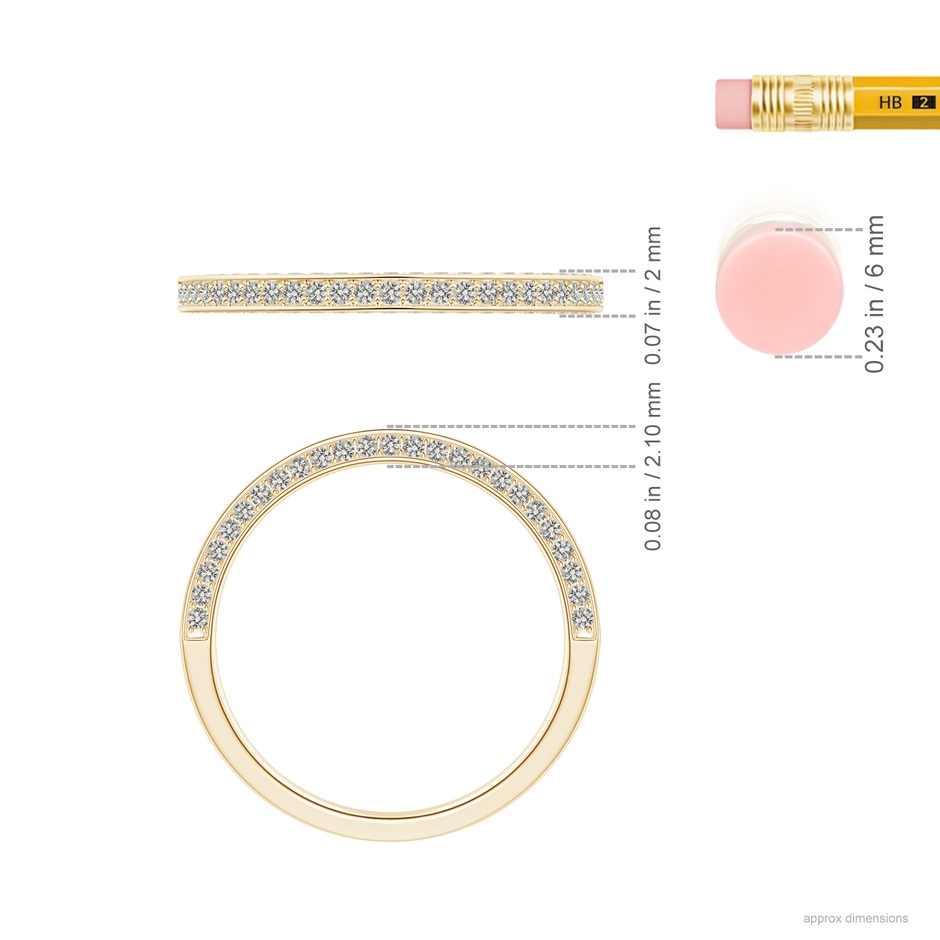 1mm KI3 Trio Set Pave Diamond Semi Eternity Wedding Band in Yellow Gold ruler