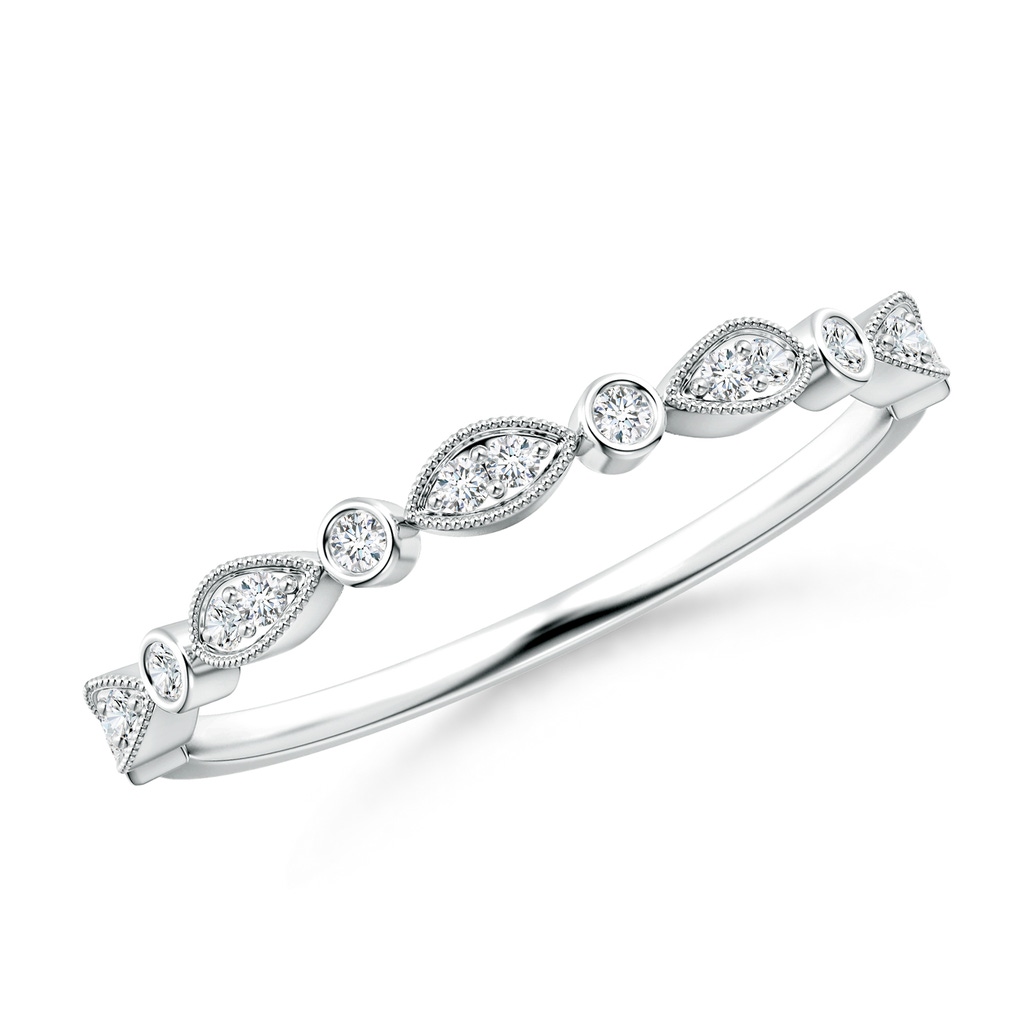 1.3mm GVS2 Pave, Bezel Diamond Motifs Wedding Band in P950 Platinum
