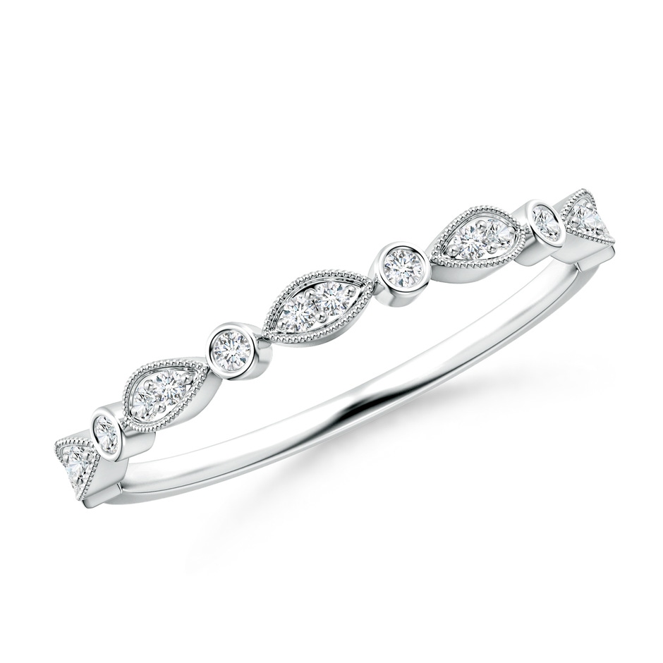 1.3mm GVS2 Pave, Bezel Diamond Motifs Wedding Band in P950 Platinum 