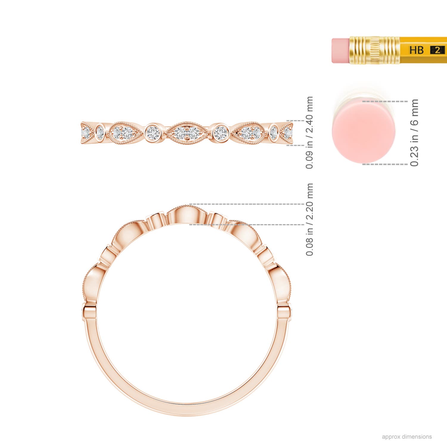 H, SI2 / 0.11 CT / 14 KT Rose Gold