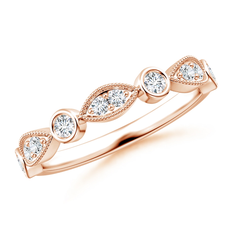 2.3mm GVS2 Pave, Bezel Diamond Motifs Wedding Band in Rose Gold 