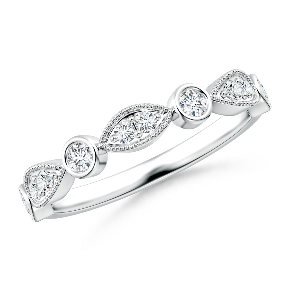 2.3mm GVS2 Pave, Bezel Diamond Motifs Wedding Band in White Gold 