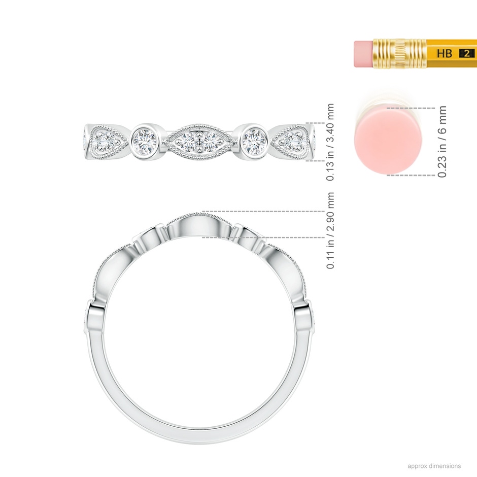 2.3mm GVS2 Pave, Bezel Diamond Motifs Wedding Band in White Gold ruler