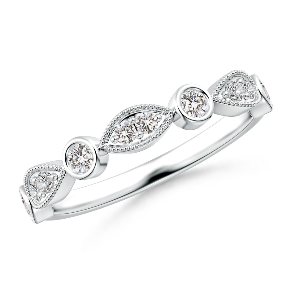 2.3mm IJI1I2 Pave, Bezel Diamond Motifs Wedding Band in White Gold 