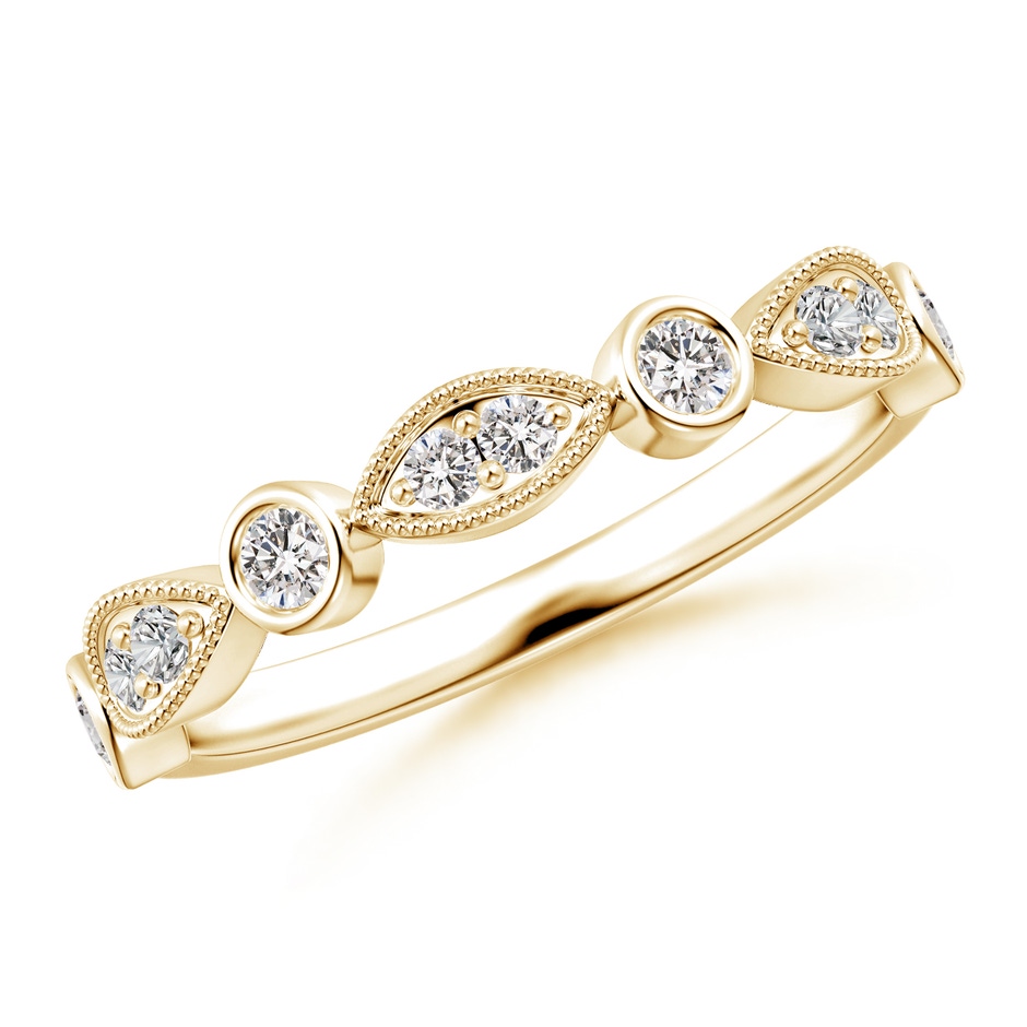 2.3mm IJI1I2 Pave, Bezel Diamond Motifs Wedding Band in Yellow Gold 