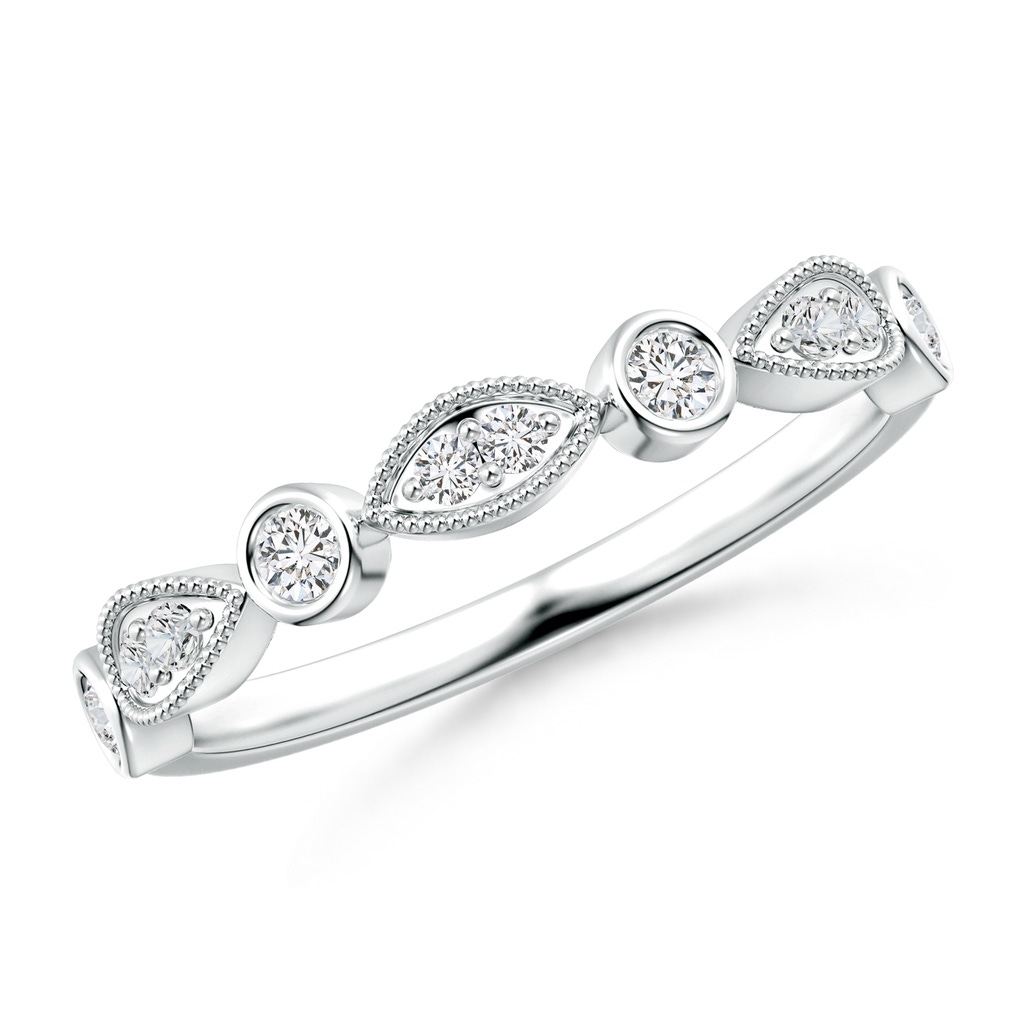 2mm HSI2 Pave, Bezel Diamond Motifs Wedding Band in White Gold