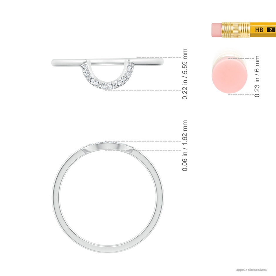 1.1mm GVS2 Prong-Set Diamond U-Shaped Comfort Fit Wedding Band in P950 Platinum ruler