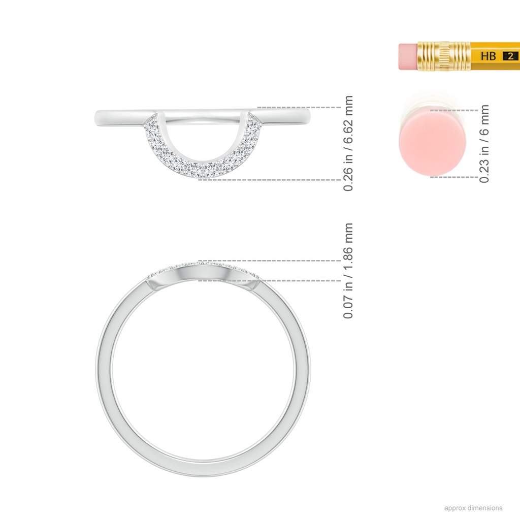 1.3mm GVS2 Prong-Set Diamond U-Shaped Comfort Fit Wedding Band in White Gold Ruler