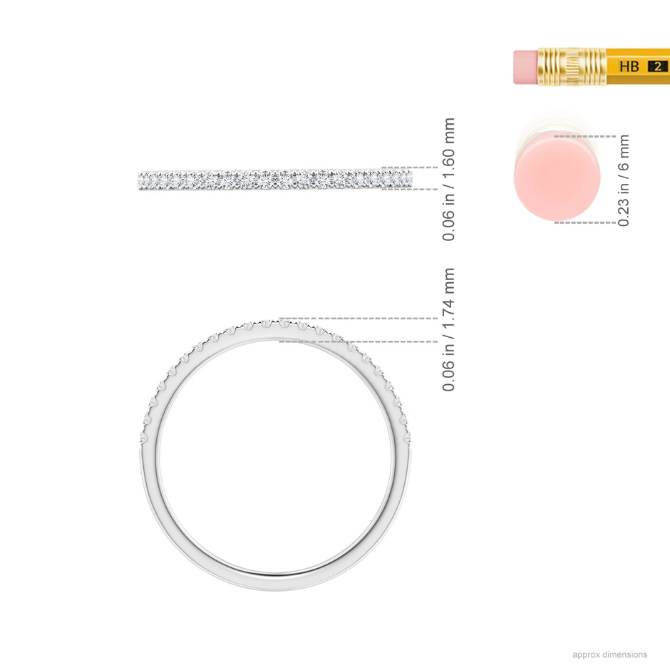 1.3mm GVS2 Pave-Set Diamond Half Eternity Classic Wedding Band in White Gold ruler