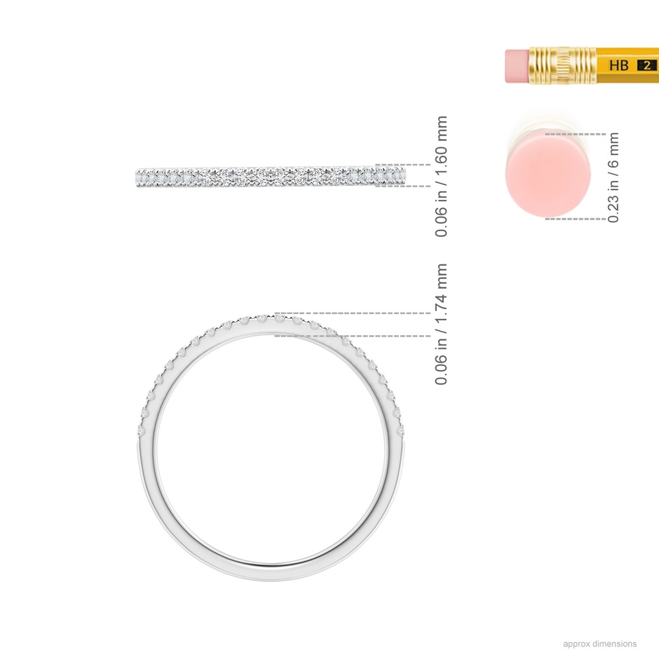 1.3mm HSI2 Pave-Set Diamond Half Eternity Classic Wedding Band in White Gold ruler