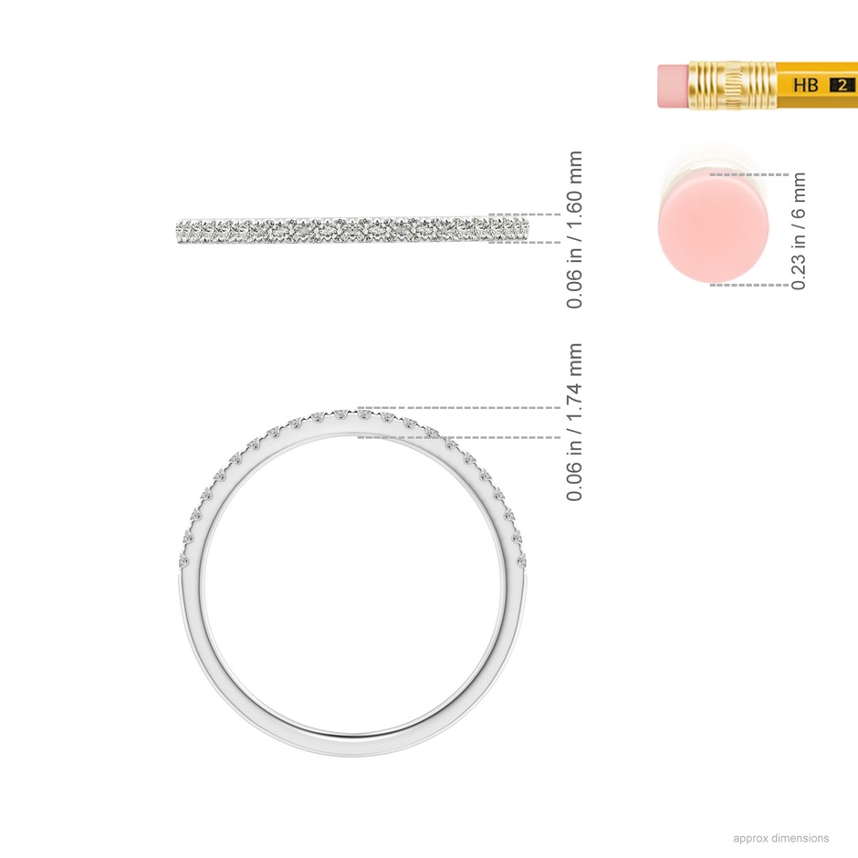 1.3mm KI3 Pave-Set Diamond Half Eternity Classic Wedding Band in White Gold ruler