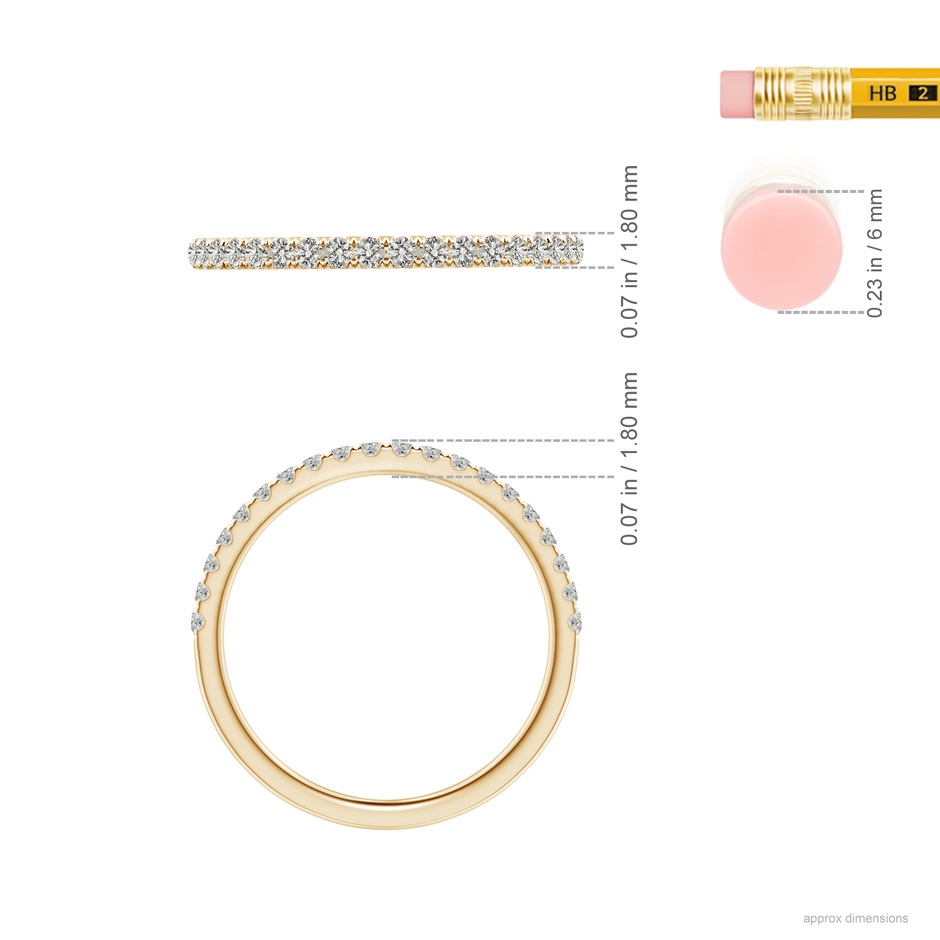 1.5mm KI3 Pave-Set Diamond Half Eternity Classic Wedding Band in Yellow Gold ruler