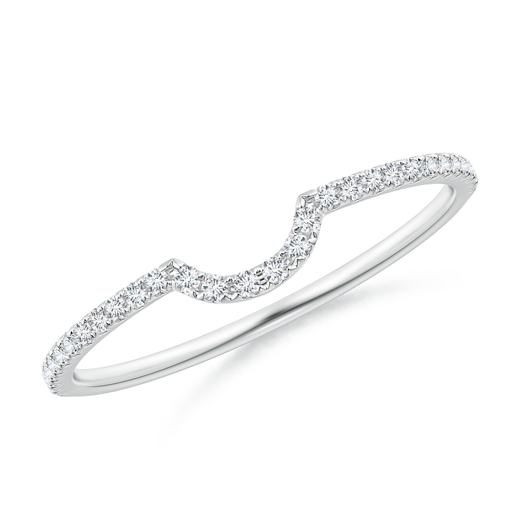 1mm GVS2 Pave-Set Diamond Contoured Comfort Fit Wedding Band in White Gold