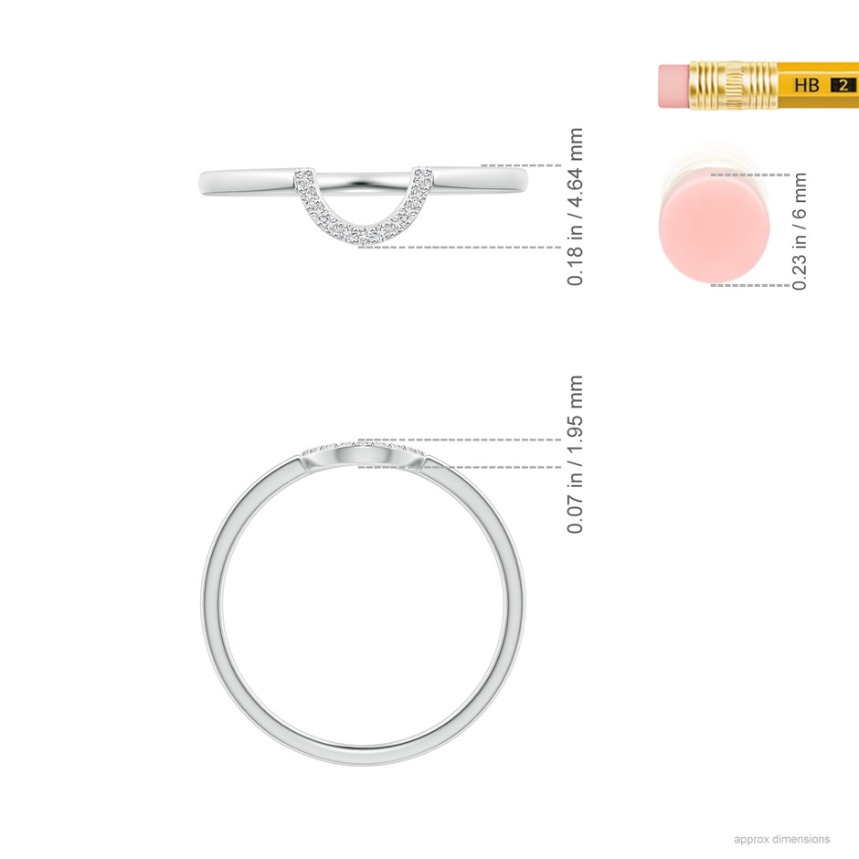 1mm HSI2 Diamond U-Shaped Wedding Band in P950 Platinum ruler