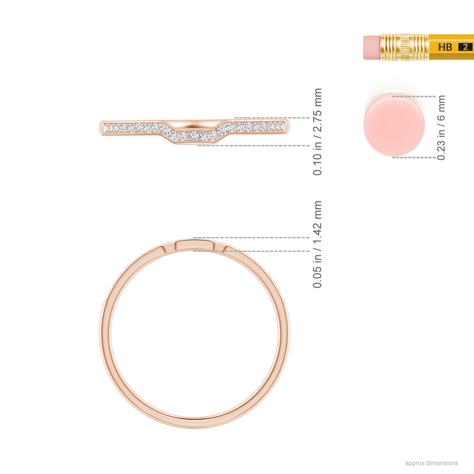 0.9mm GVS2 Pave-Set Diamond Square-Shaped Wedding Band in Rose Gold ruler