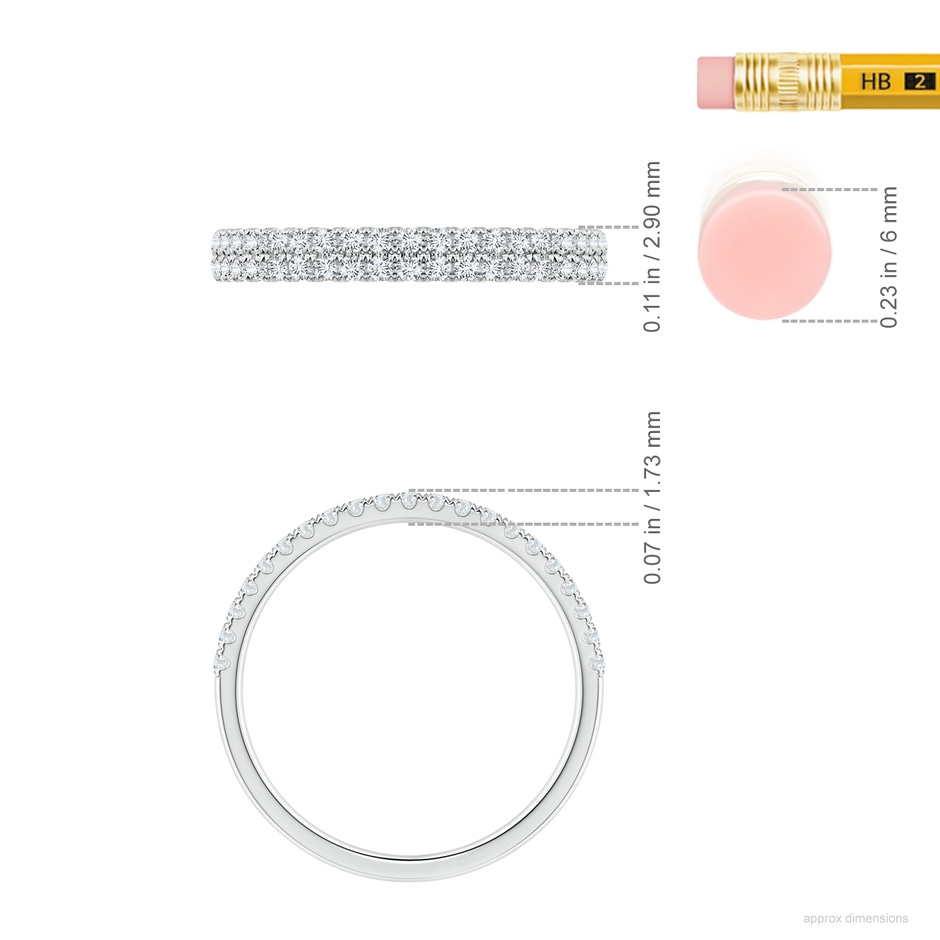 1.25mm GVS2 Half Eternity Double Row Diamond Wedding Band in P950 Platinum ruler