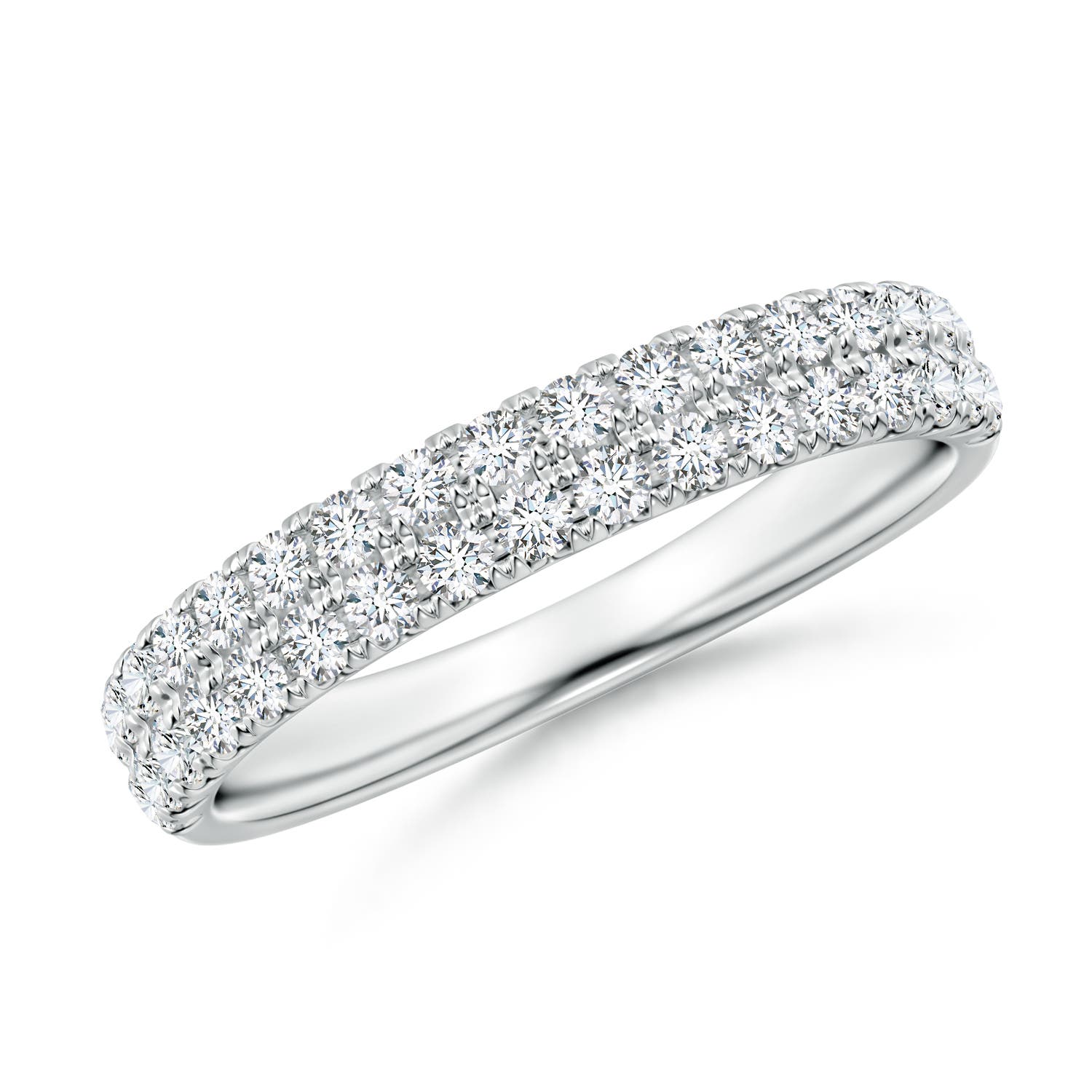 Angara 0.61 Carat Lab-Grown Half Eternity Double Row Diamond Wedding Ring in Platinum