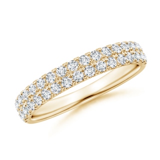 1.6mm GVS2 Half Eternity Double Row Diamond Wedding Band in Yellow Gold