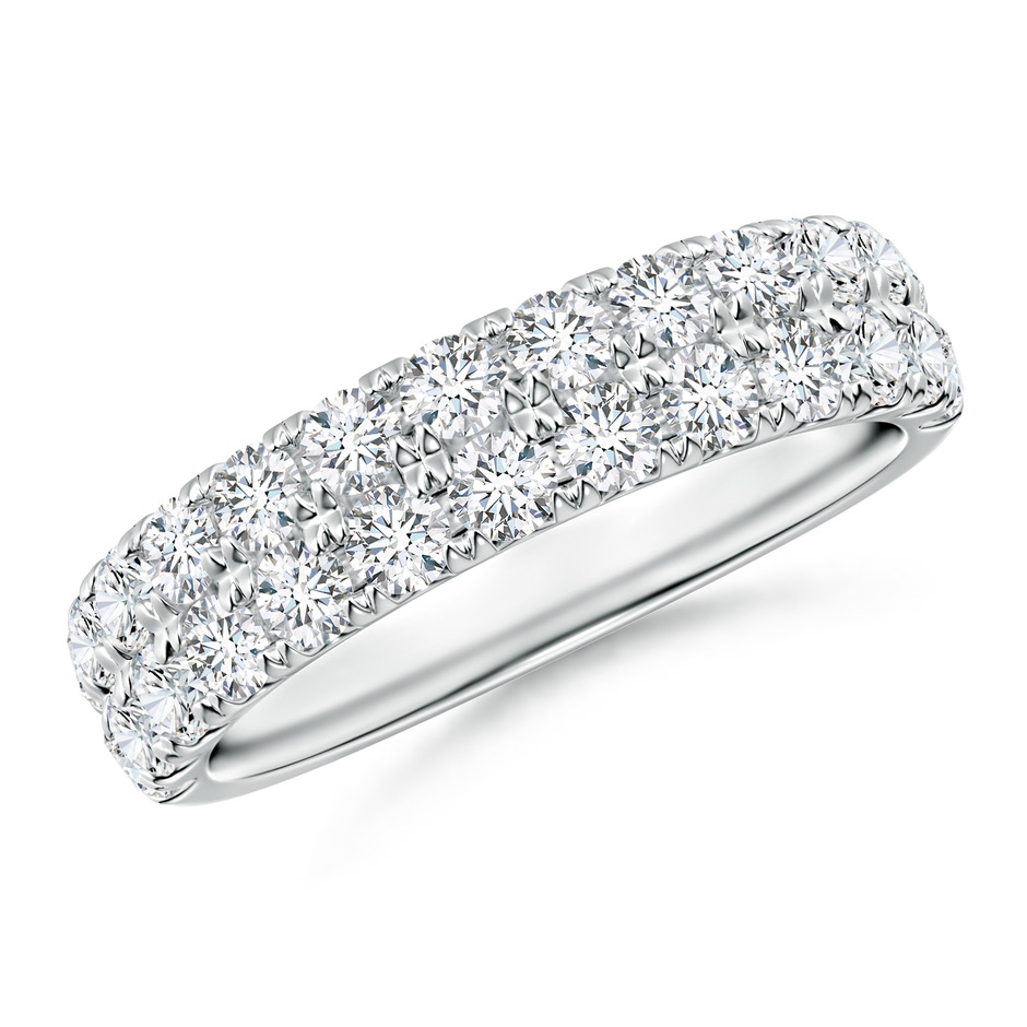 2.4mm GVS2 Half Eternity Double Row Diamond Wedding Band in White Gold 