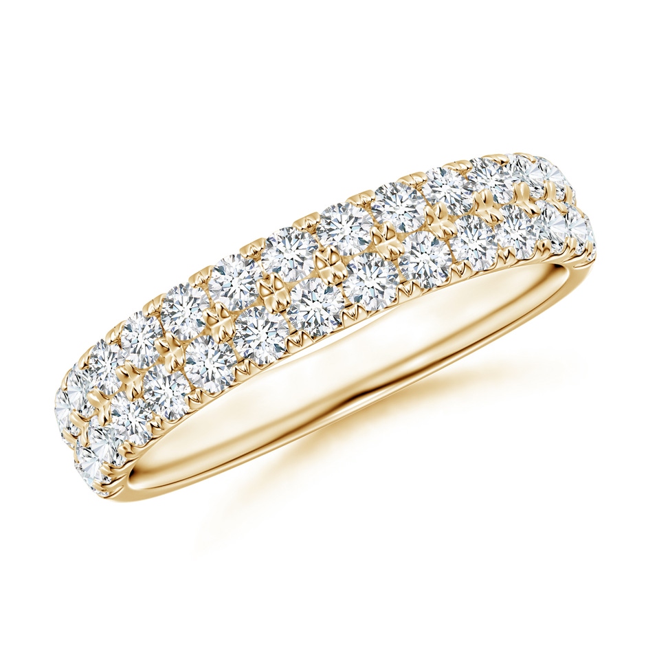 2mm GVS2 Half Eternity Double Row Diamond Wedding Band in Yellow Gold 