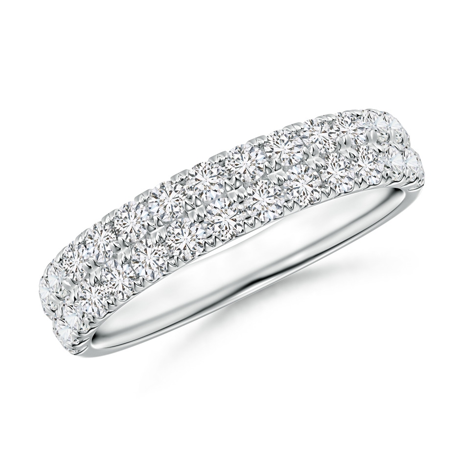 2mm HSI2 Half Eternity Double Row Diamond Wedding Band in White Gold 