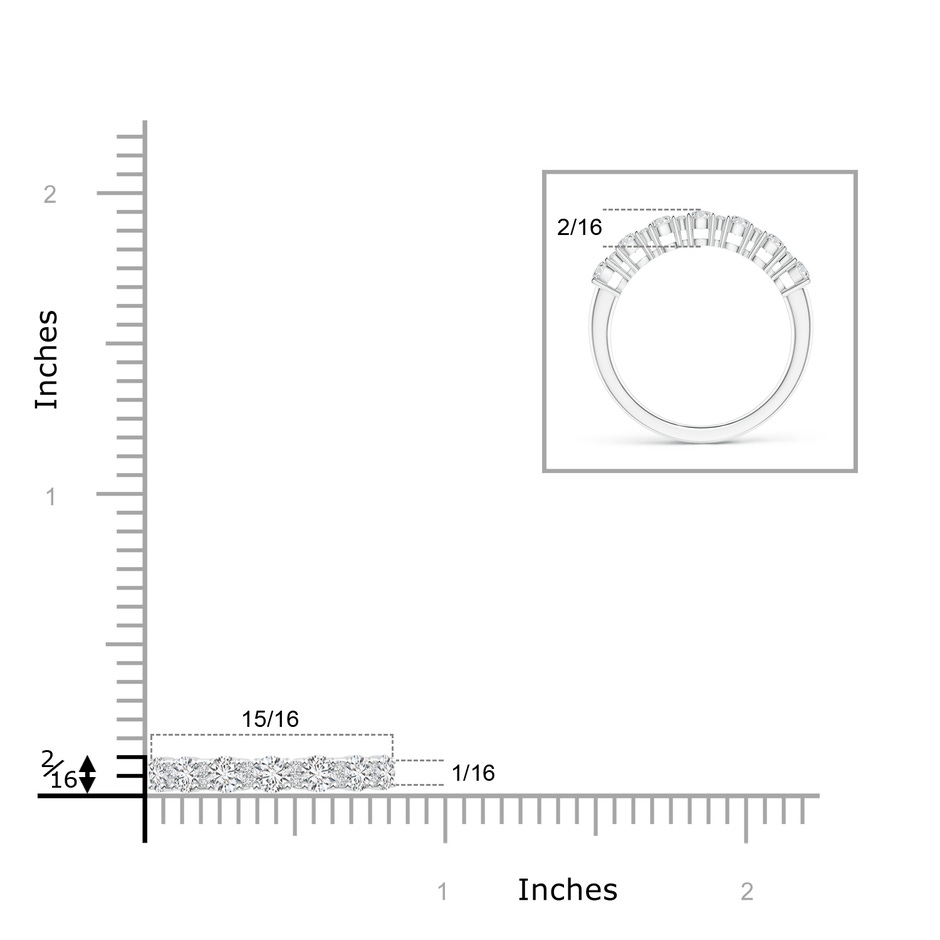 2.7mm HSI2 Round Diamond Half Eternity Band in Prong Setting in White Gold ruler