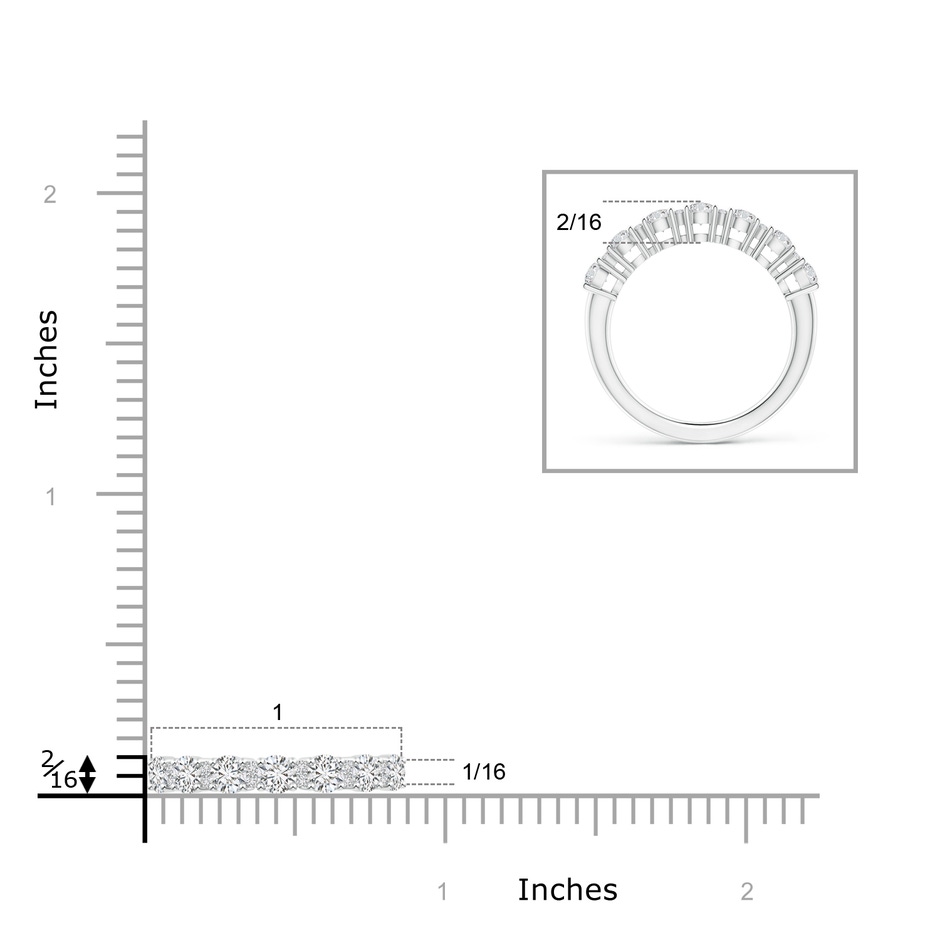 3.2mm HSI2 Round Diamond Half Eternity Band in Prong Setting in P950 Platinum ruler