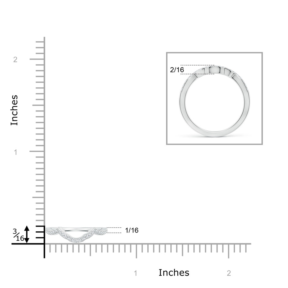 1.1mm GHVS Diamond Half Eternity Curved Wedding Band in P950 Platinum ruler