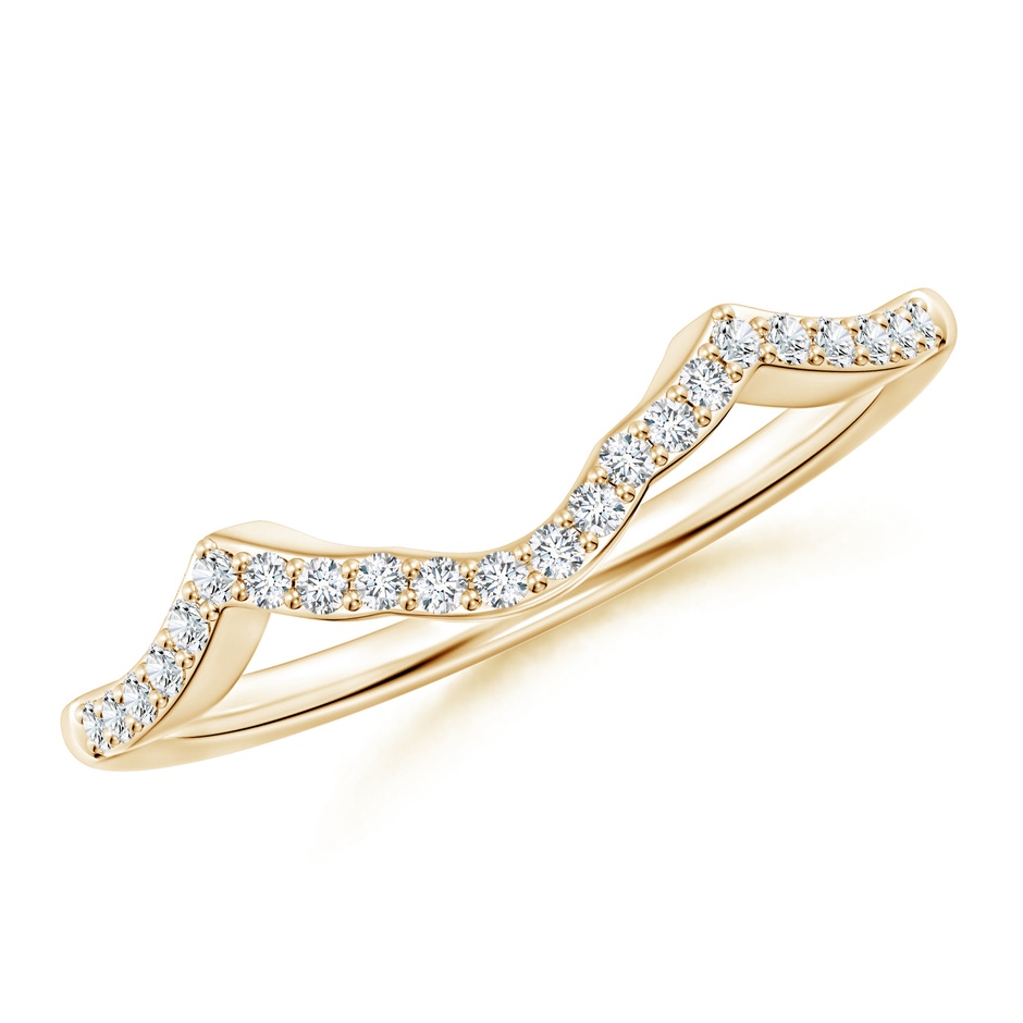 1.1mm GHVS Diamond Half Eternity Curved Wedding Band in Yellow Gold 