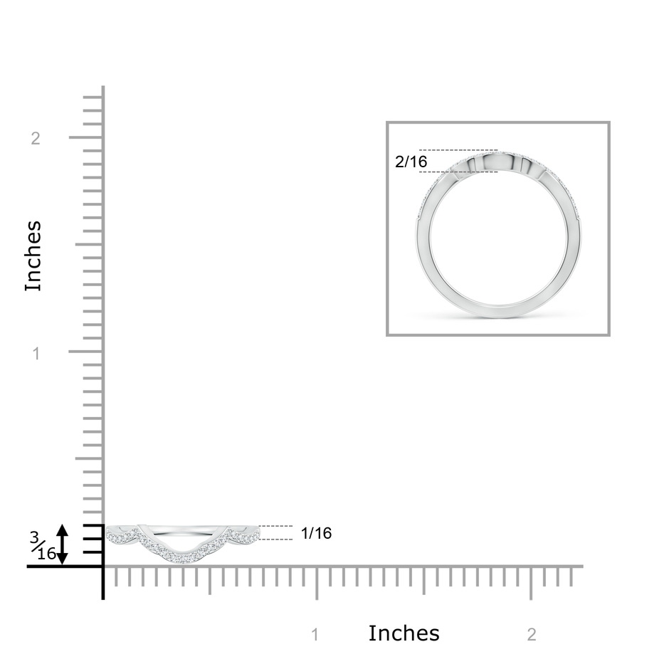 1.2mm GHVS Diamond Half Eternity Curved Wedding Band in P950 Platinum ruler