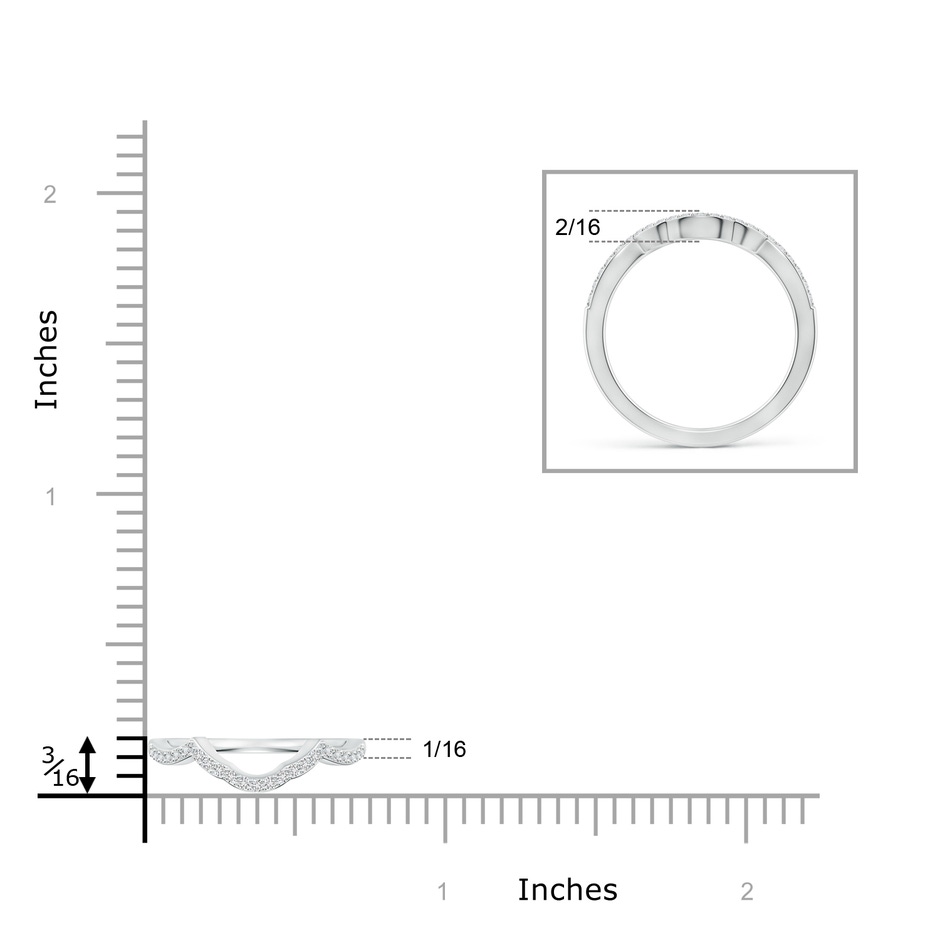 1.2mm HSI2 Diamond Half Eternity Curved Wedding Band in P950 Platinum ruler