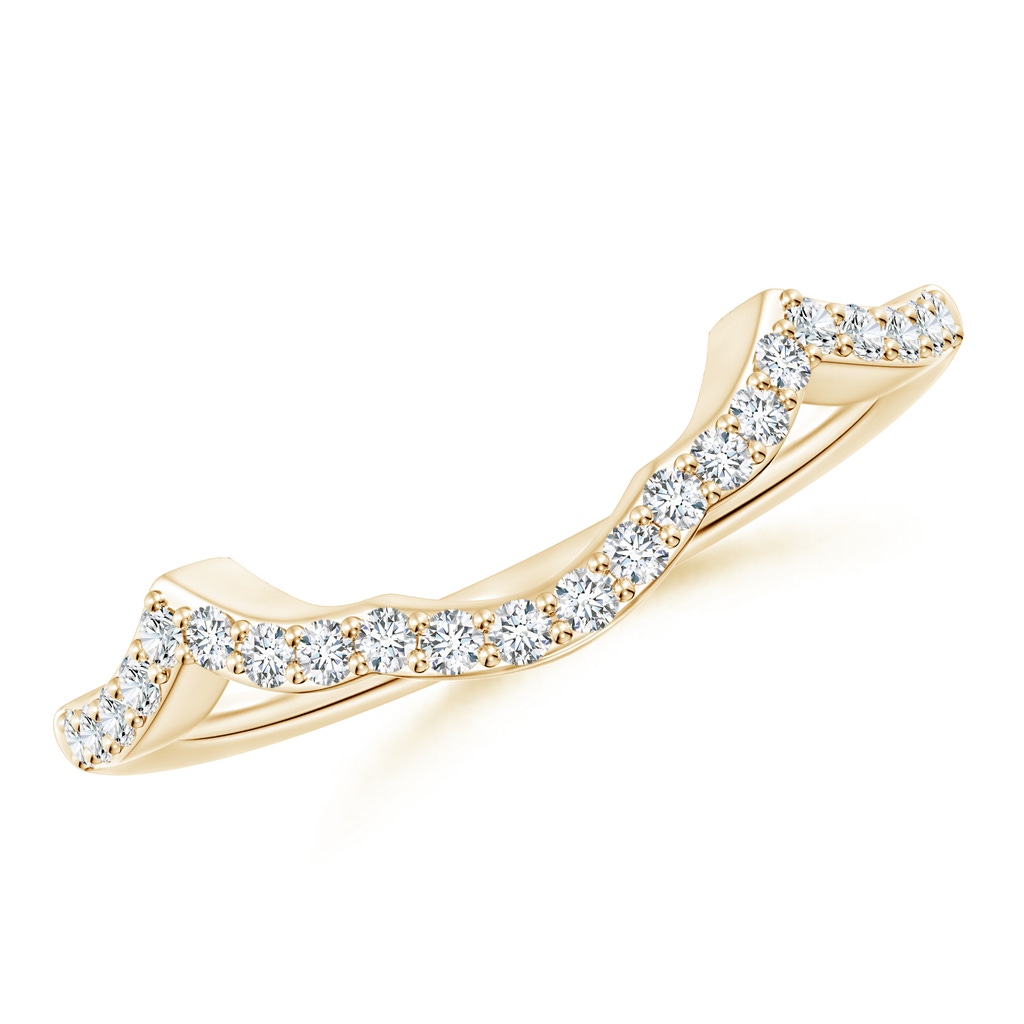 1.3mm GHVS Diamond Half Eternity Curved Wedding Band in Yellow Gold