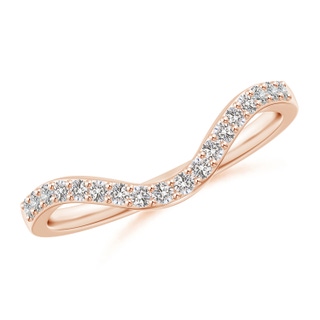 1.2mm IJI1I2 Prong-Set Diamond Wavy Comfort Fit Wedding Band in Rose Gold