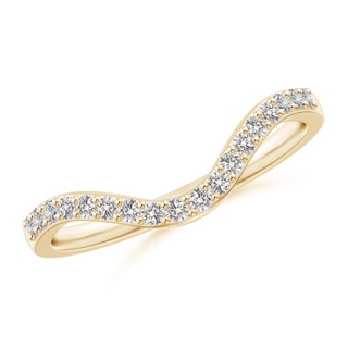 1.2mm IJI1I2 Prong-Set Diamond Wavy Comfort Fit Wedding Band in Yellow Gold