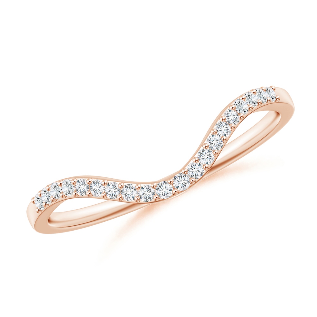1mm GVS2 Prong-Set Diamond Wavy Comfort Fit Wedding Band in Rose Gold