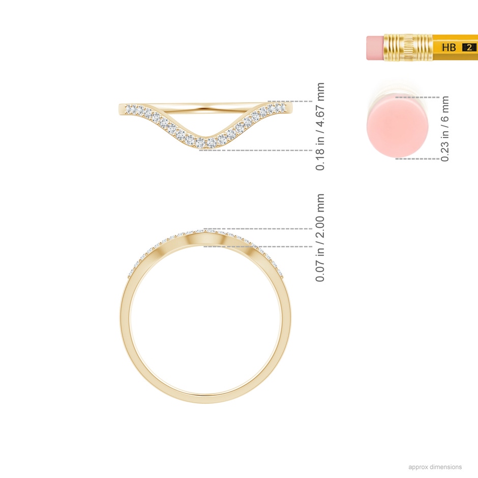 1mm GVS2 Prong-Set Diamond Wavy Comfort Fit Wedding Band in Yellow Gold ruler
