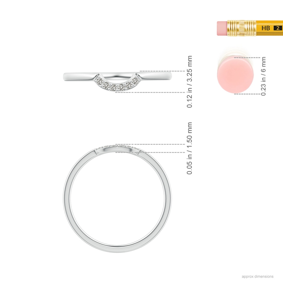 1.15mm KI3 Prong-Set Diamond Comfort Fit Curved Wedding Band in S999 Silver ruler
