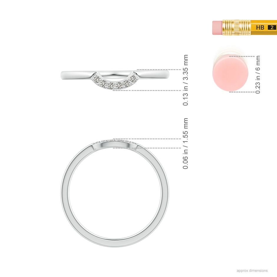 1.25mm KI3 Prong-Set Diamond Comfort Fit Curved Wedding Band in S999 Silver ruler