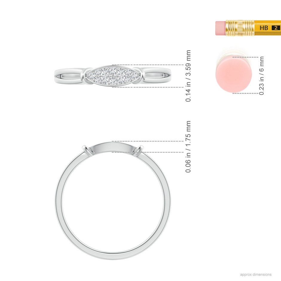 1.1mm GVS2 Pave-Set Diamond Marquise Wedding Band in S999 Silver ruler