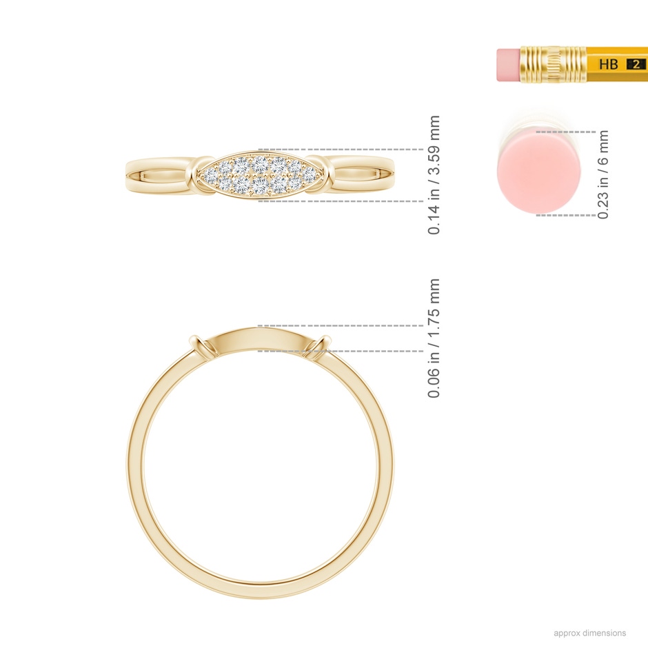 1.1mm GVS2 Pave-Set Diamond Marquise Wedding Band in Yellow Gold ruler