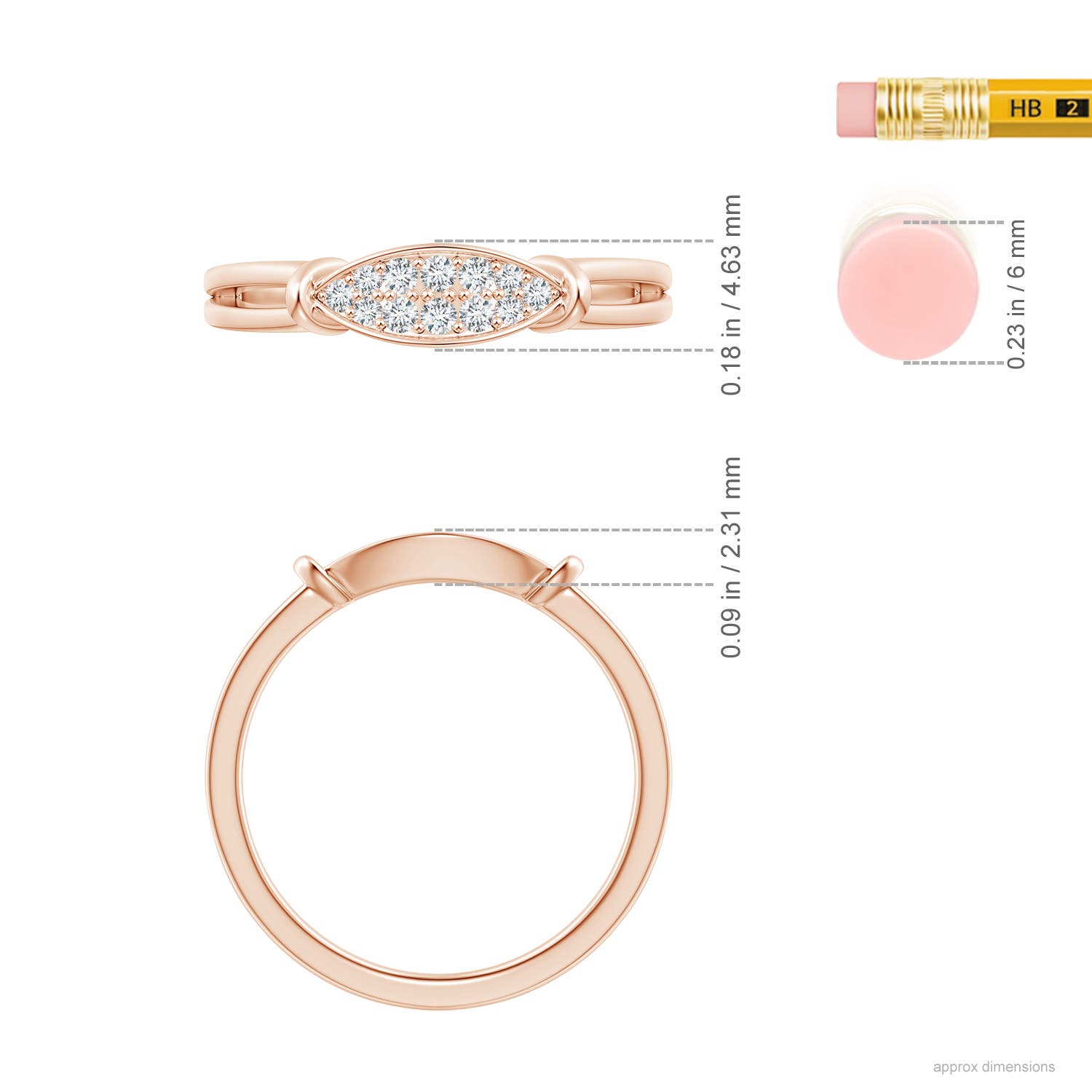 G, VS2 / 0.15 CT / 14 KT Rose Gold