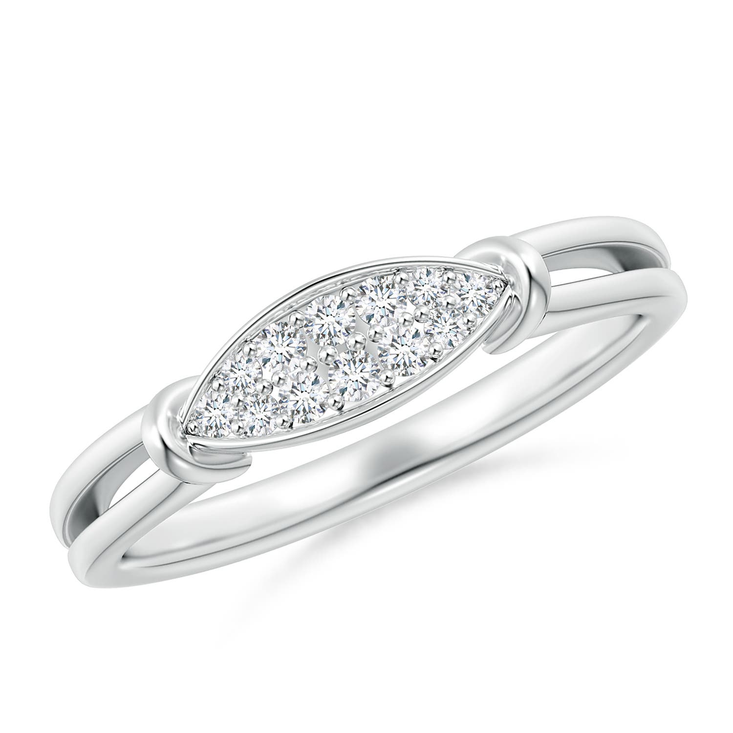 Angara 0.15 Carat Lab-Grown Pave-Set Diamond Marquise Wedding Ring in Silver