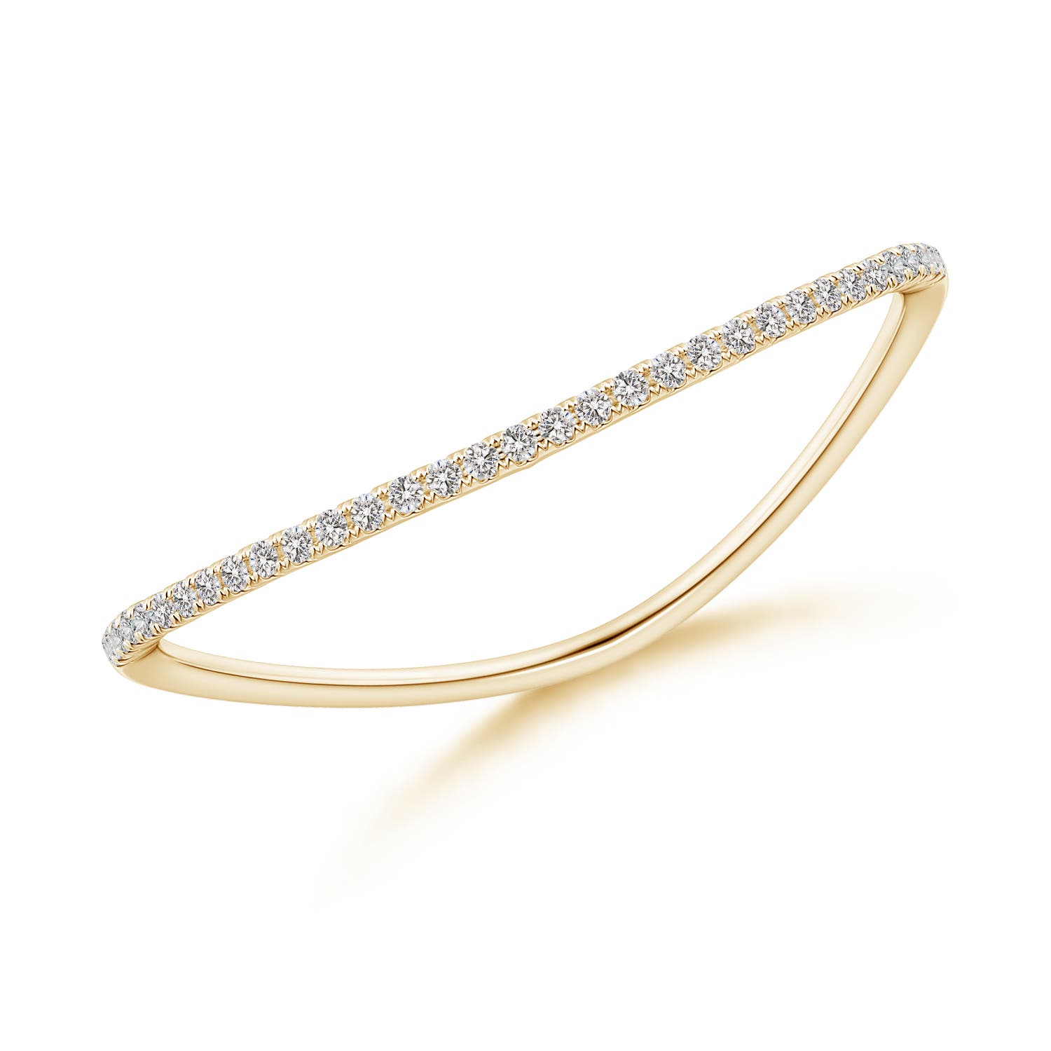 ANGARA 0.07 Ct IJI1I2-Grade Round Diamond Curved Wedding Ring in 14K Solid Gold