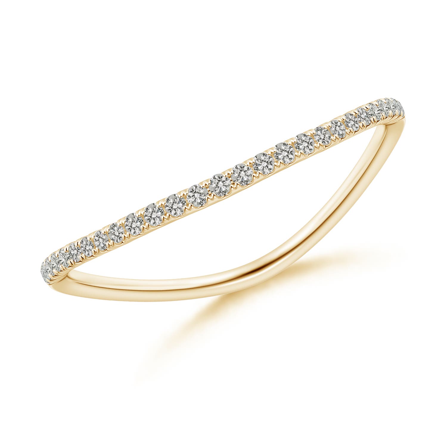 Angara 1 MM Pave-Set Round Diamond Curved Wedding Ring in 18K Yellow Gold