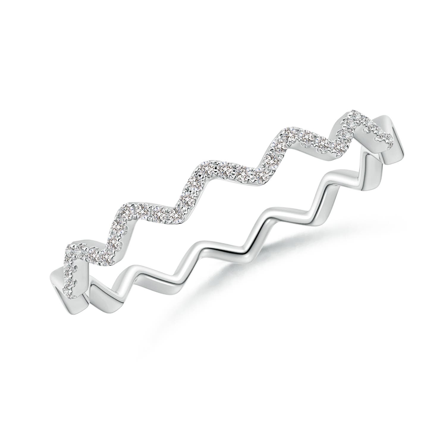 Angara Natural Classic Round Diamond Zig Zag Ring in 14K Solid Gold (0.8MM) - Bild 11 von 40