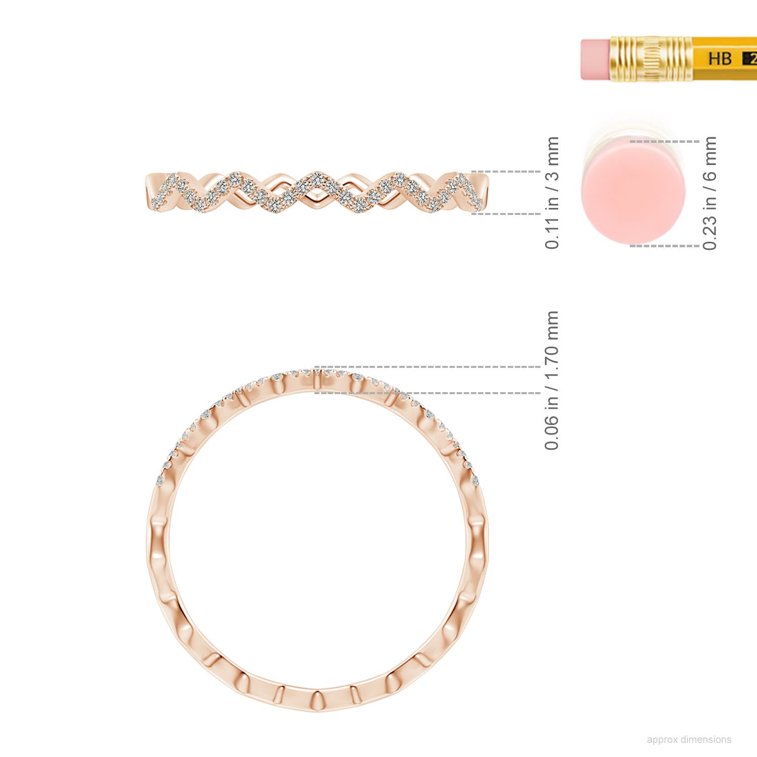 Angara Natural Classic Round Diamond Zig Zag Ring in 14K Solid Gold (0.8MM) - Picture 36 of 40