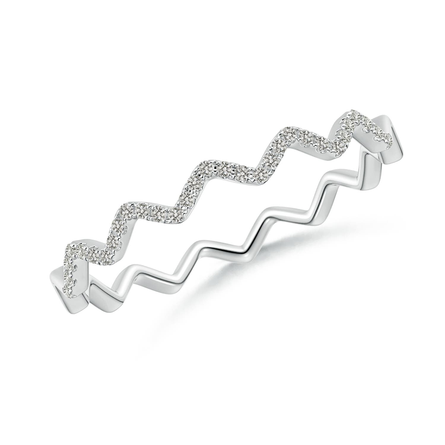 Angara Natural Classic Round Diamond Zig Zag Ring in 14K Solid Gold (0.8MM) - Picture 11 of 40